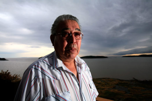 Portrait of Mikisew First Nation elder Pat Marcell overlooking Lake Athabasca at Fort Chipewyan, Alberta, Canada, 2007