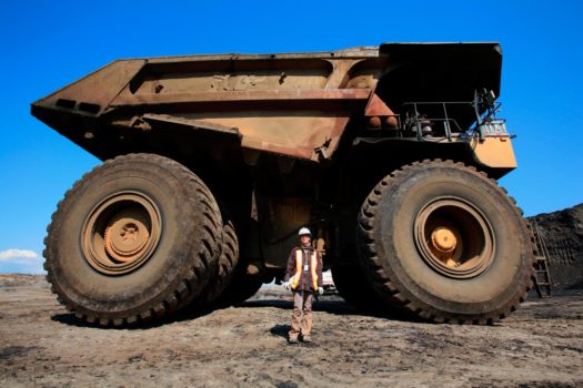 WWF UK staff member Alexandra Hartridge at the Shell Albian Sands mining operation, 2007. Shell are a 60% shareholder in the Muskeg River Mine, which has a capacity to mine bitumen sands equivalent to a production of 182,000 barrels of heavy crude oil per day.