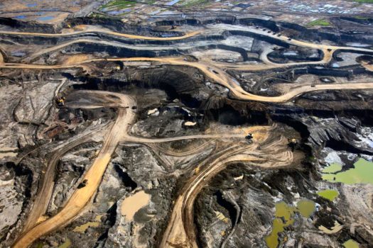 Aerial view of Suncor 'Millennium' tar sands mining operations north of Fort McMurray, Alberta, 2009