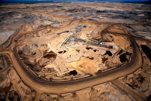 Aerial view of Syncrude's 'Aurora' tar sands mine in the boreal forest north of Fort McMurray,  Alberta, 2009