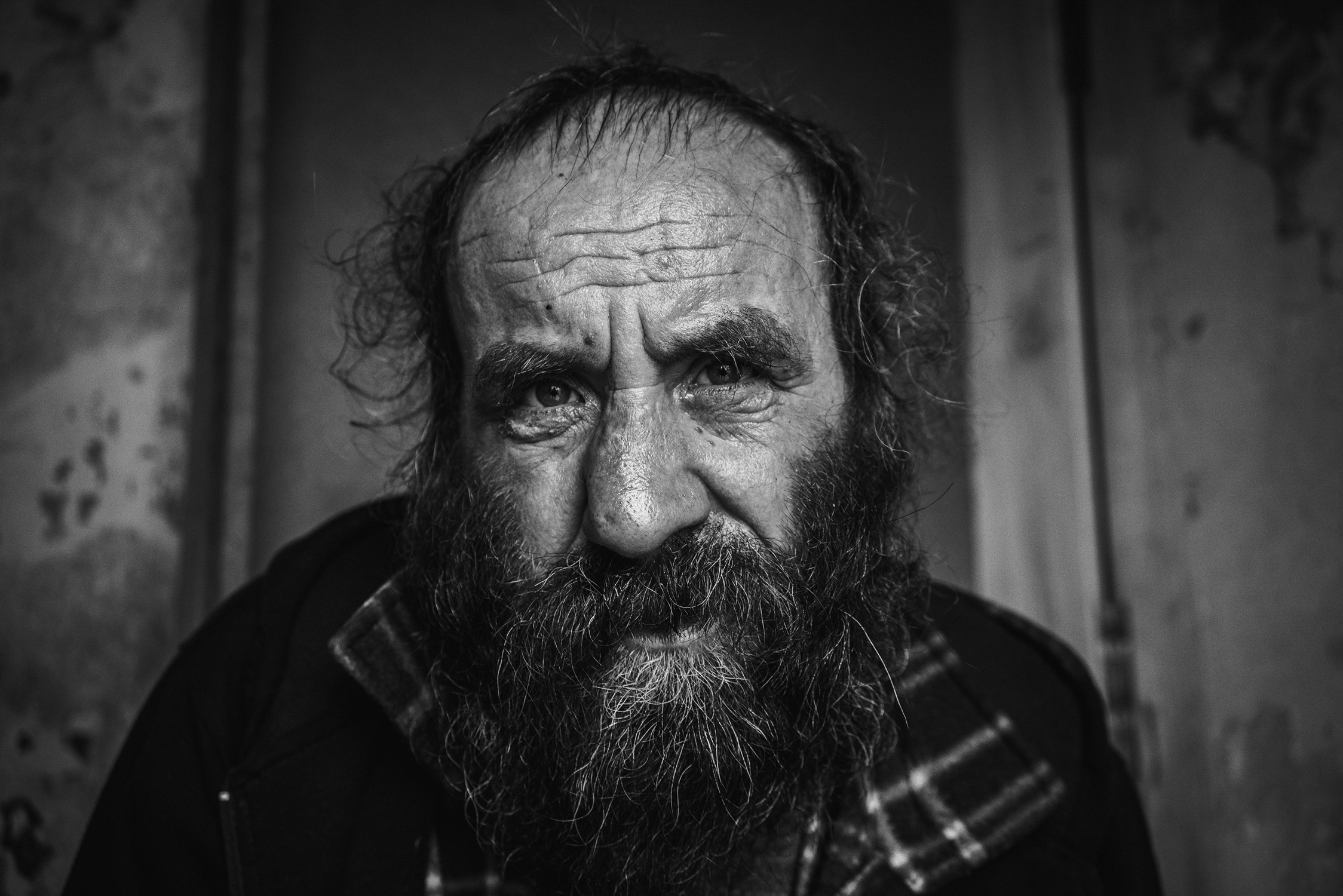 Homeless man and Bosnian war veteran, in Mostar.

Bosnia and Herzogovina.
