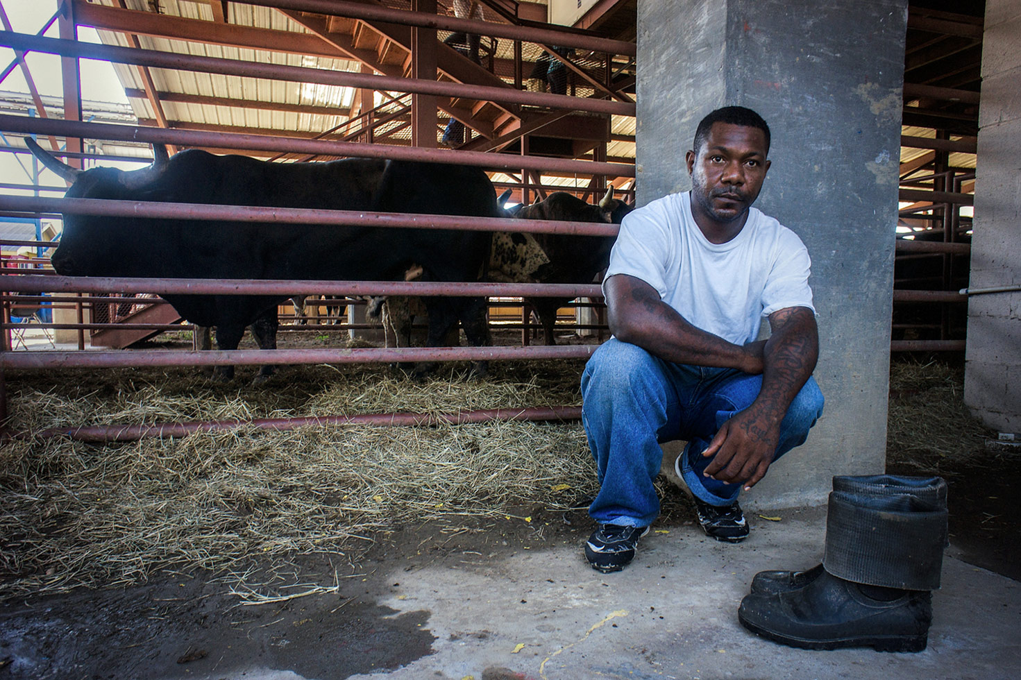 Brent, #576619, has been incarcerated for six years now and has been in Angola for two. He was caught by federal agents who raided his house and found 60 kilos of cocaine. "I was trying to make ends meet, but my greed took over." Brent competed in three events in the rodeo.