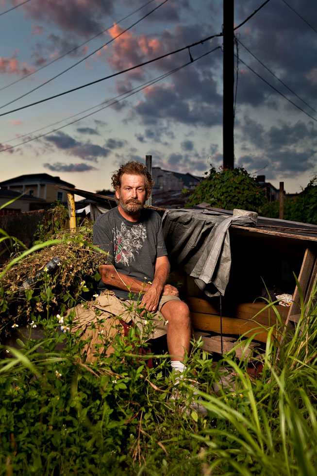 Steven has lived in a small hidden shack at this location for 12 years. While he was passed out drunk a bulldozer came and extracted the shanty and all of his belongings. When he woke up everything he owned was gone: his documents, photos, cookware, cooler, books, bed and pillow. Now all he has is the clothes was wearing. There was no warning of this sweep. Social services did not offer to compensate him for his loss. Now he will truly know what it is like to have nothing.