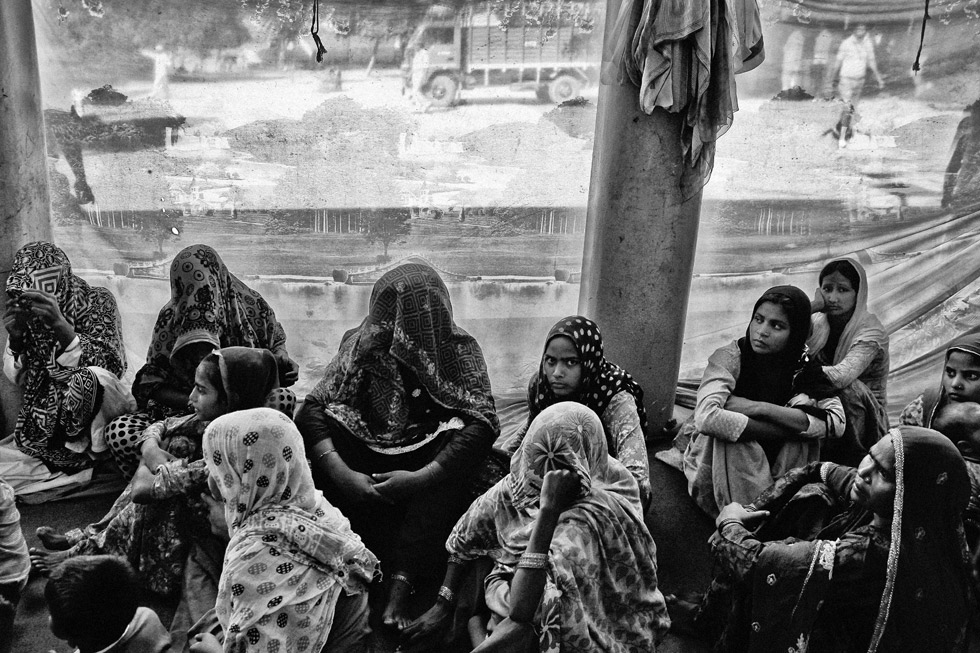 Muslim women in a refugee camp in Muzaffarnagar.