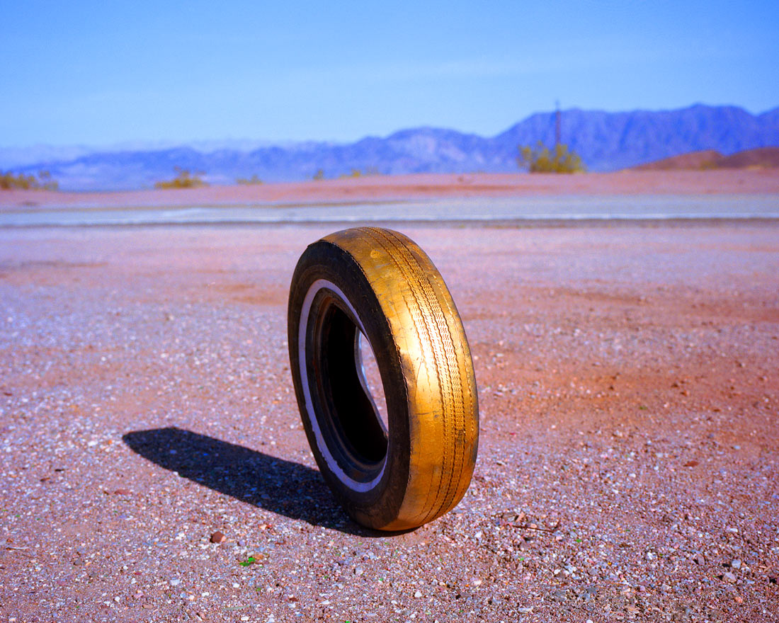 Rob Hann: Tucson to Tucumcari

Amboy Road, California

I was amazed to see this tyre standing by the side of the road in the Mojave Desert. There was a large stick insect living inside it.