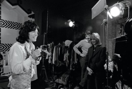 Mick Jagger and Anita Pallenberg on the set of Performance, London, 1968

Dropping by the movie set had nothing to do with my Rolling Stone assignment; this was just Townsend's suggestion. I mean, I think it was his idea that we go over there... So we just showed up, and, as you can see, the photos were very informal. I love the classic Polaroid camera Mick is holding and Anita Pallenberg was gorgeous.