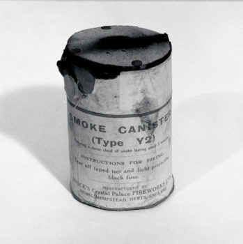 The Who, smoke canister, 1967

Toward the end of the set the smoke covered the stage and the band left so I ran up on stage and there's a smoke bomb... so I grabbed the smoke bomb and took it home and made a portrait of it in my studio.
