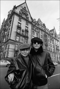 Allan Tannenbaum 
"John Lennon and Yoko Ono in front of the Dakota, New York" 1980

Gelatin silver print. Museum of the City of New York. Museum purchase.