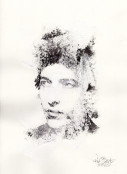 Ian Wright: Bob Dylan (mixed media). 10x14", signed. @misterianw