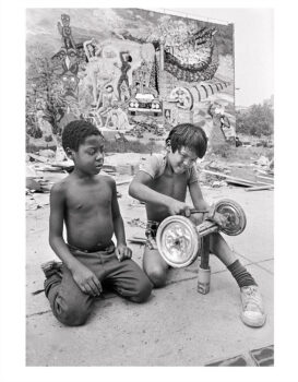 Two boys making a go-cart, Rivington and Chrystie Streets, NYC, 1979, by Martha Cooper. 11"x14" archival digital print, signed and framed.$200 donationSOLD 
@marthacoopergram