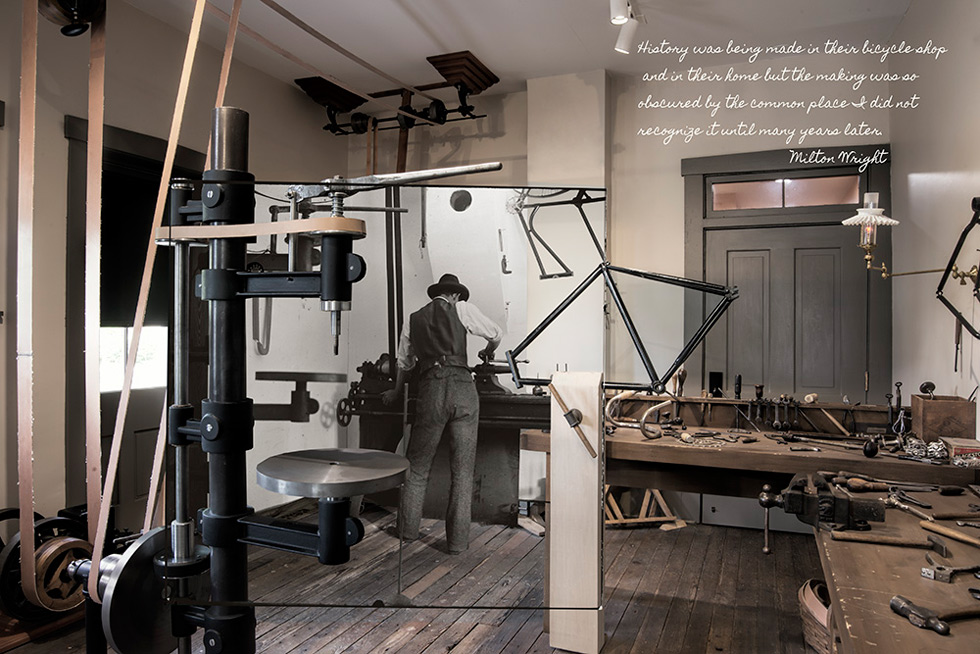 Words and images by Dan Cleary.

The Bike Shop

The Dayton Aviation Heritage National Historical Park in Dayton, Ohio, is part of the National Park Service. There you can visit the fourth of Orville and Wilbur’s bike shops. They worked in this shop from the spring of 1895 to the fall of 1897.