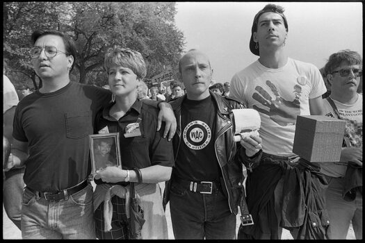 Second from right, David Robinson, ACT UP founding member and Ashes Action organizer, Center, Washington D.C activist, David Mager. ACT UP Ashes Action, Washington, DC, October 11, 1992.