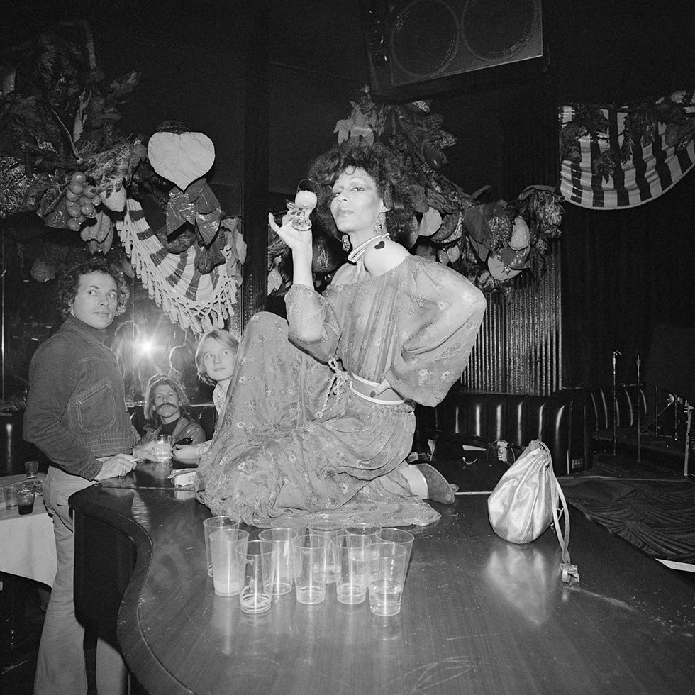 Potassa de la Fayette Poised on Grand Piano at COYOTE Hookers Ball, The Copacabana, NY, 1977