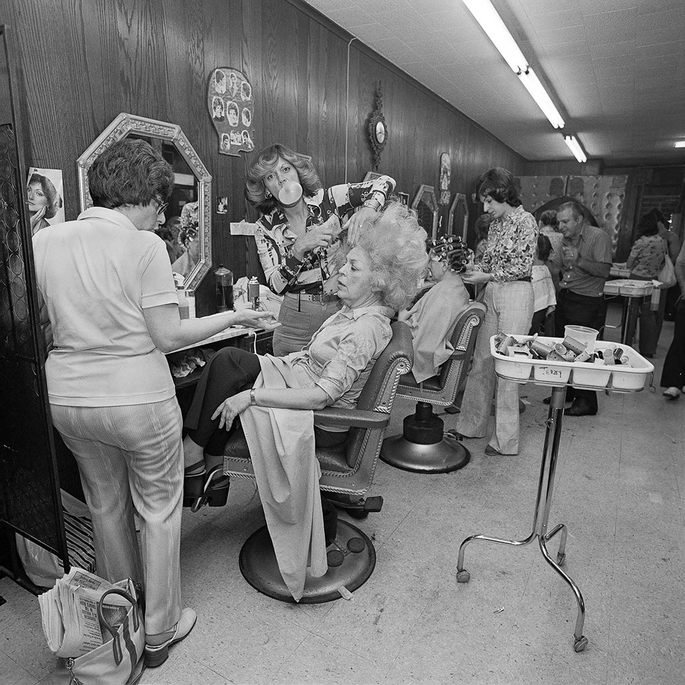 Mom Getting her Hair Teased at Besame Beauty Salon, North Massapequa, 1976