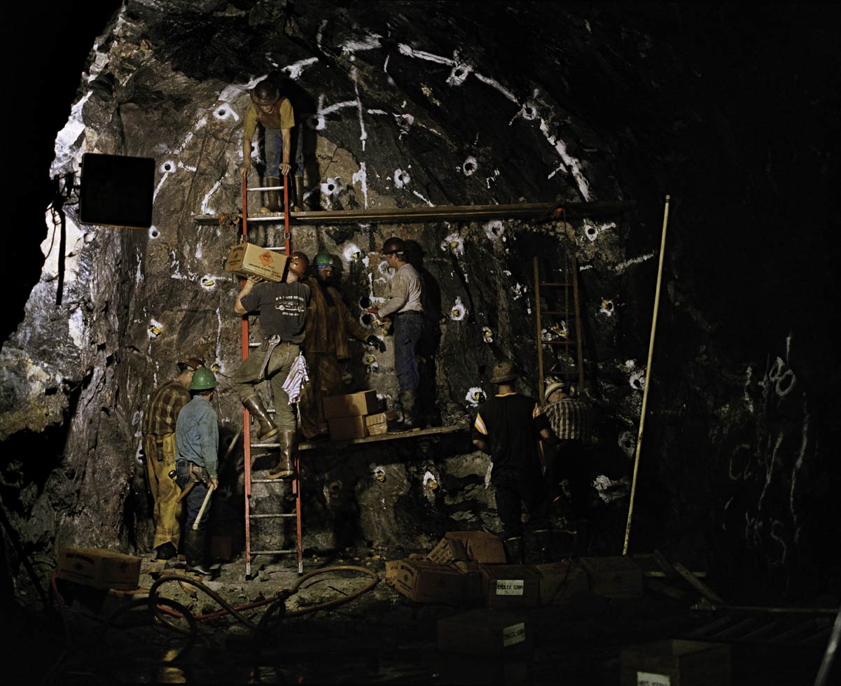 Day shift loading a shot of 400 lb. of dynamite, 2004