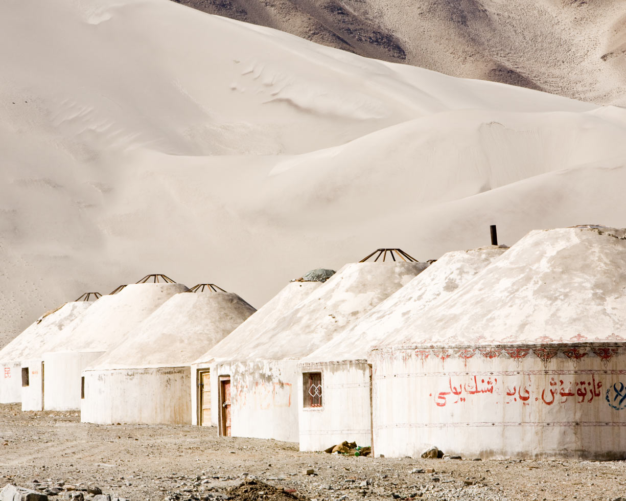 Yurts - portable, felt-covered, wood lattice-framed dwelling structures