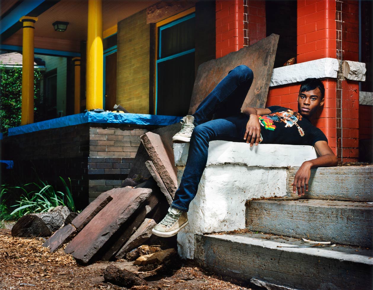 From Sharkey's ongoing project photographing and interviewing gay teens. 

DeMarques / Try to imagine your life ten years from now. "I know where I want to be ten years from now! Something having to do with politics and youth." The future for gay people in America? "I don't think it's going to get anywhere if all of us don't unite for something that we can all agree on."