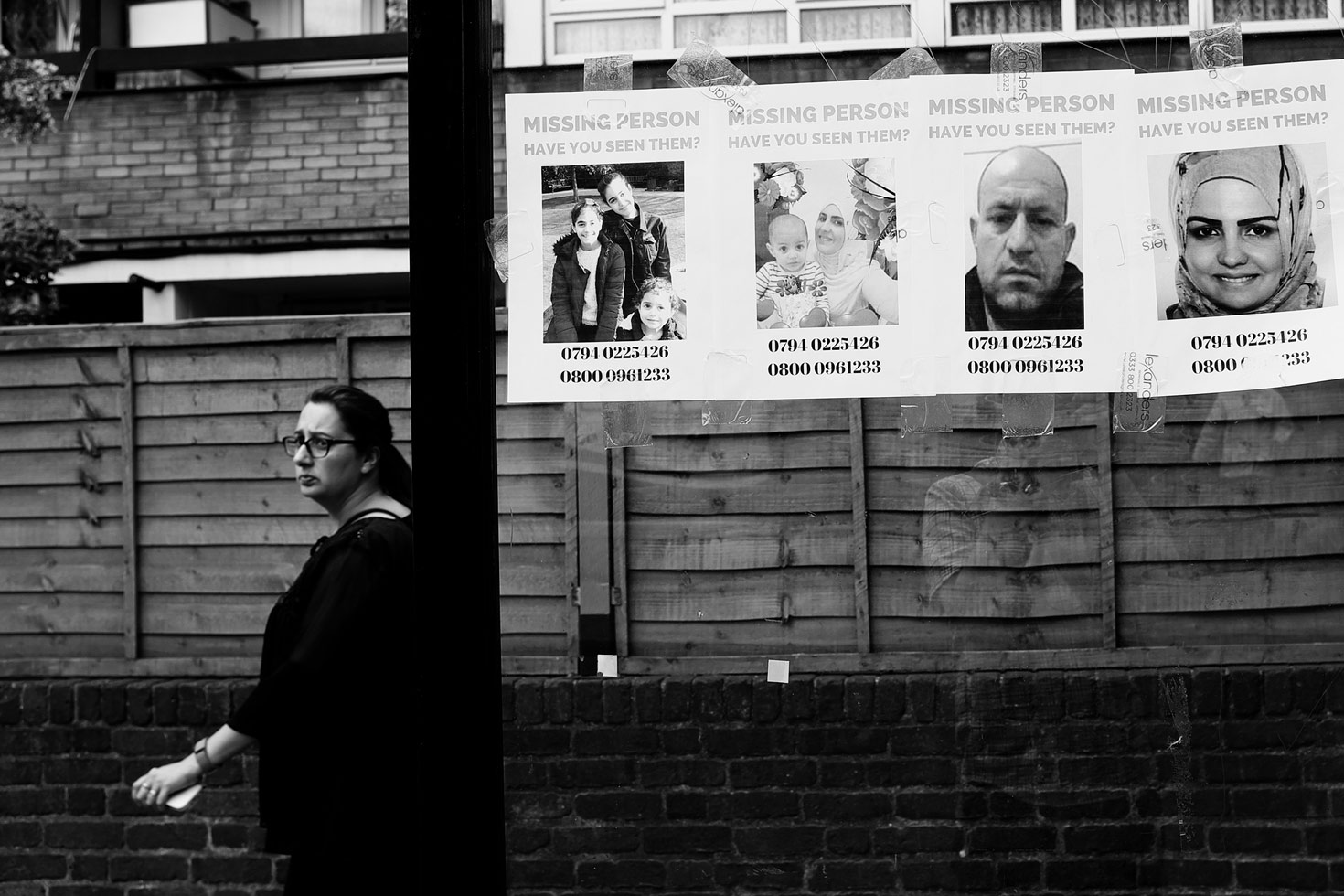Posters for the missing, Bramley Road.