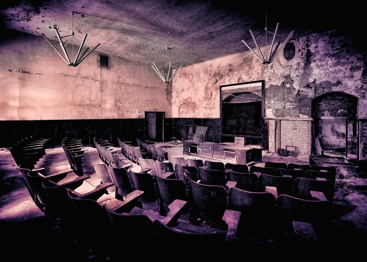 Lecture

Beelitz, one of the most visited locations of all. This was a former lung hospital - a well known German dictator was treated here after WW1. Beelitz is a large complex and has been extensively vandalized. I heard the seats in the Lecture Room were ripped out now, so in October this year I went to look, but everything is locked up now and access is forbidden. There isn't much left here to photograph.