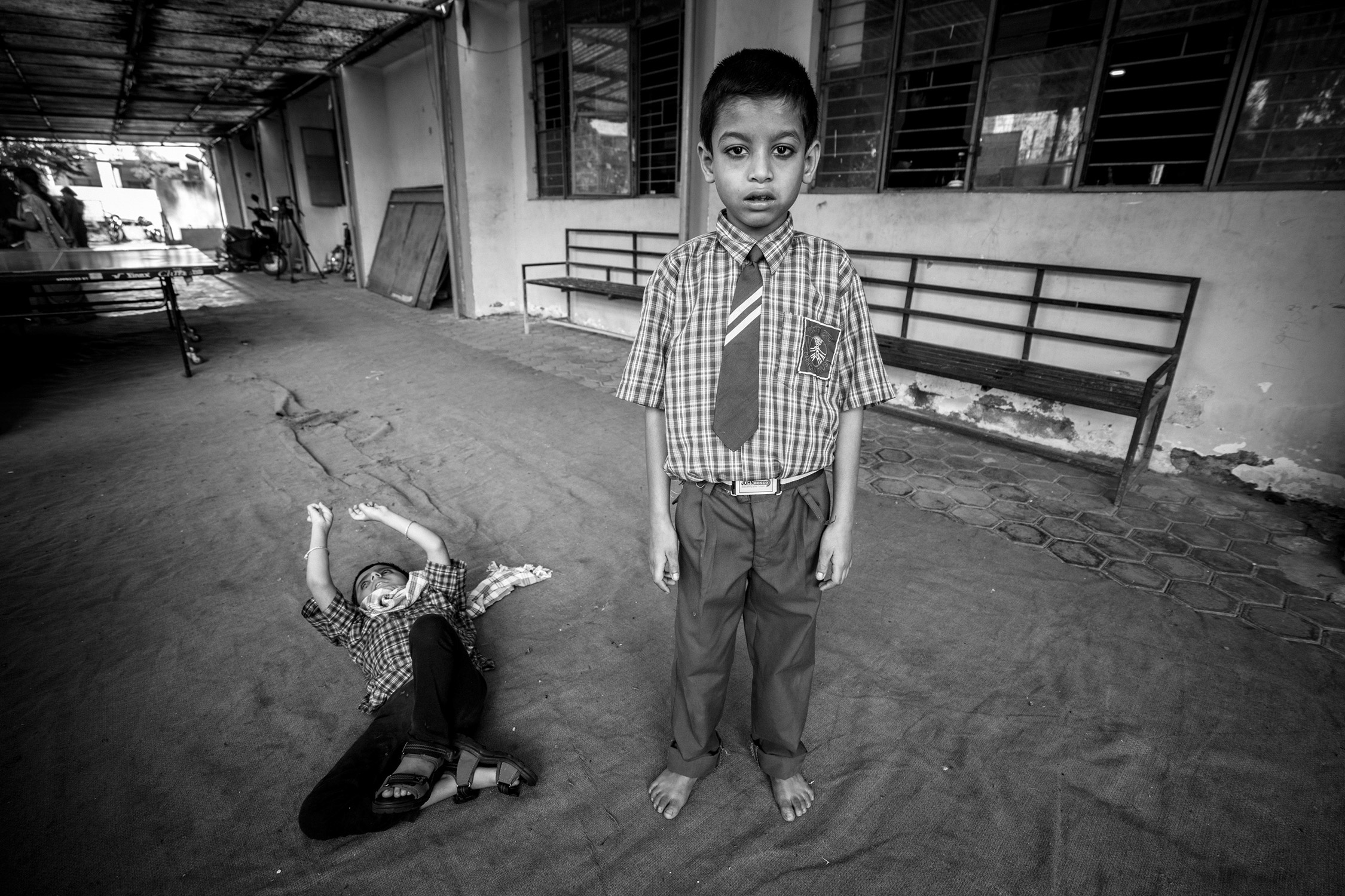 At the Chingari Trust, a clinic for handicapped children whose parents were directly affected by Union Carbide/Dow Chemical toxins, and which was founded by Rashida Bee.

India.