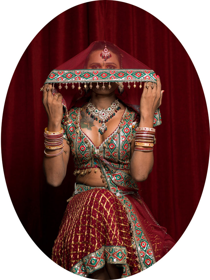 Harsha, 20. 
Harsha always preferred cooking to cricket. After tenth grade she left home and became a sex worker, saved her money and got breast implants. Three years ago she joined an NGO that provides social services such as HIV testing and sex education to the LGBT community. She also joined a dance group that performs traditional dance at wedding ceremonies and births of children. It was her dream to become a dancer and she is very happy. "My life is so beautiful," she says.