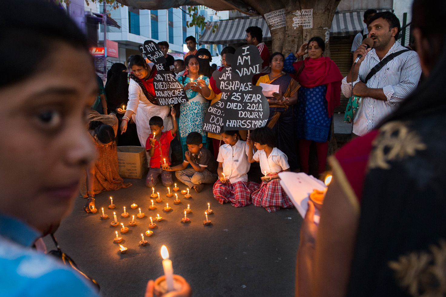 Members of Vimochana bring their campaign in opposition to violence against women to a busy intersection of Bangalore.