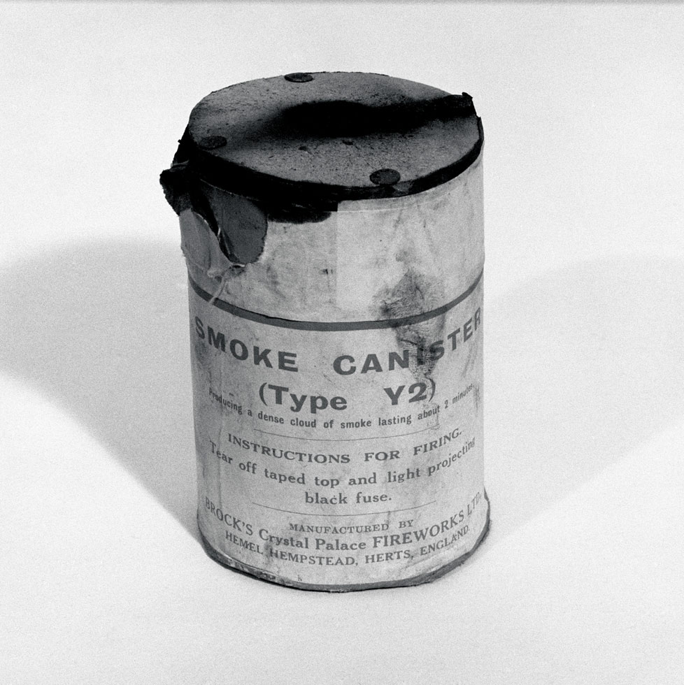 The Who, smoke canister, 1967

Toward the end of the set the smoke covered the stage and the band left so I ran up on stage and there's a smoke bomb... so I grabbed the smoke bomb and took it home and made a portrait of it in my studio.