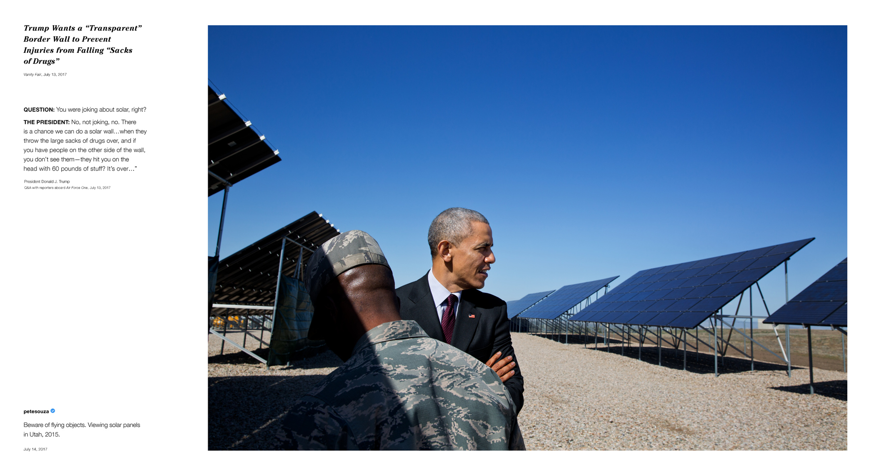 Shade #1, 2018.
All images © Pete Souza, Courtesy Steven Kasher Gallery, New York