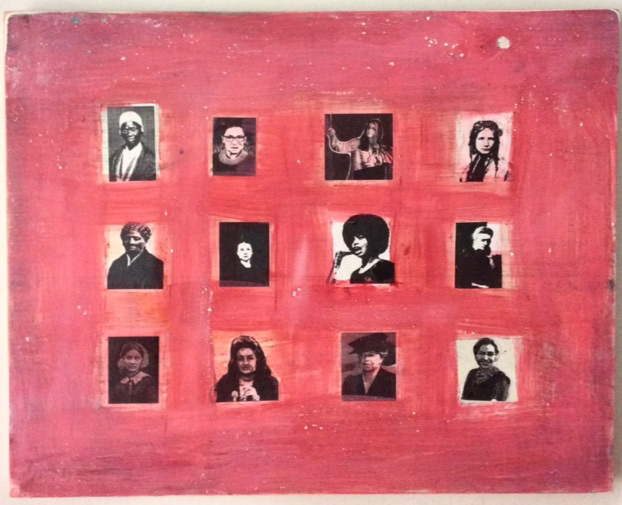"Ain’t I a Woman: Heroes of the Revolution" by KC Witherell. 10"x8" handmade gesso on board. Glue, pigment, laser prints, signed. $200 donationSOLD

@kcwitherell