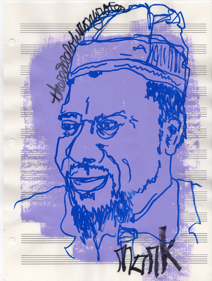 "Monk" by Tim Kerr. 11"x14" original art work on found paper, signed. $200 donation
@movetk
