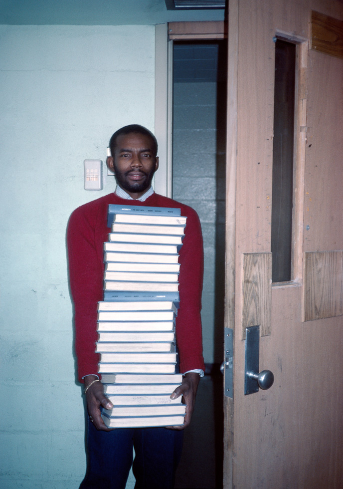 Teacher Carrying Math Books, IS 291, Bushwick, Brooklyn, NY, 1984